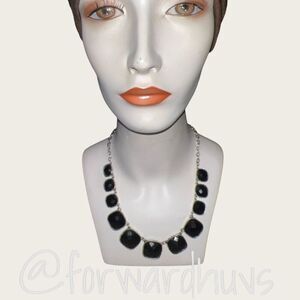 Premier Designs Black Faceted Square Bead Necklace